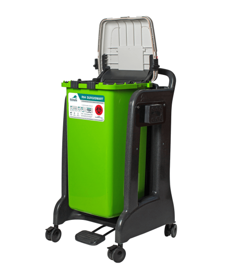 Surgical Sharps Waste Container With Mobile Cart.