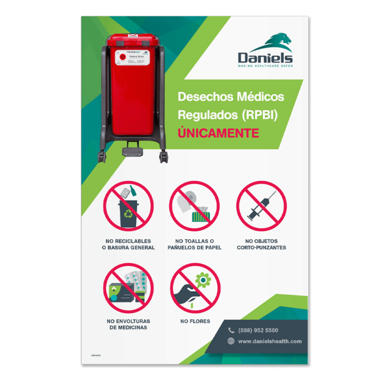 Correct Medical Waste Disposal Poster | SPANISH | Daniels Health